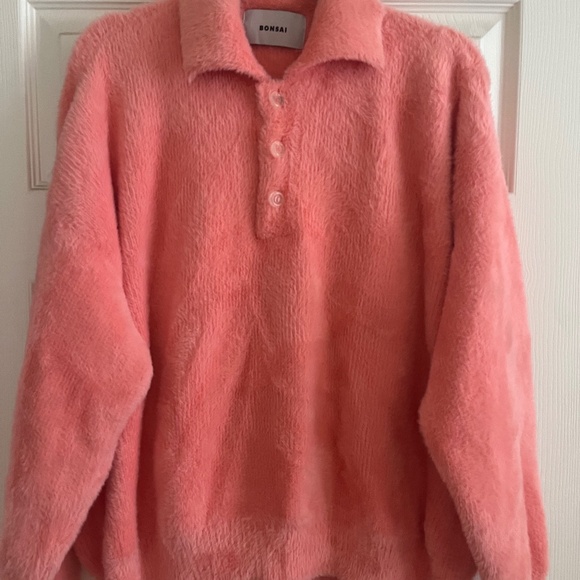 BONSAI brushed rib knit polo UNISEX peach - Picture 3 of 6